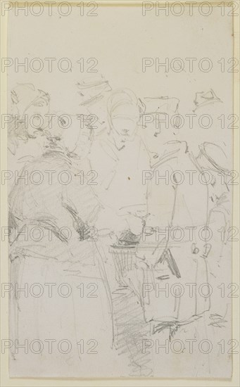 A Group of Figures around a Brazier, 1858. Creator: James Abbott McNeill Whistler.