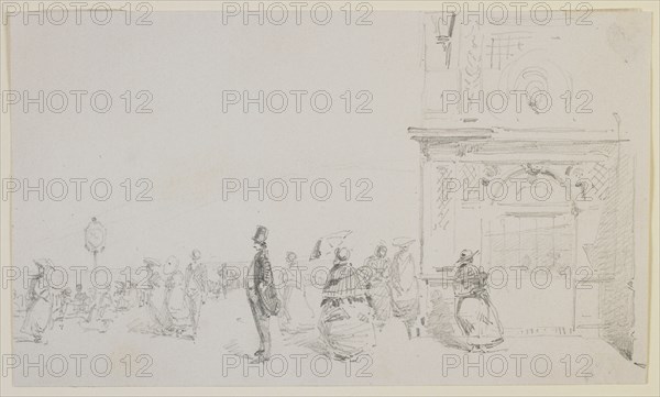 A group of figures on an esplanade, 1857. Creator: James Abbott McNeill Whistler.