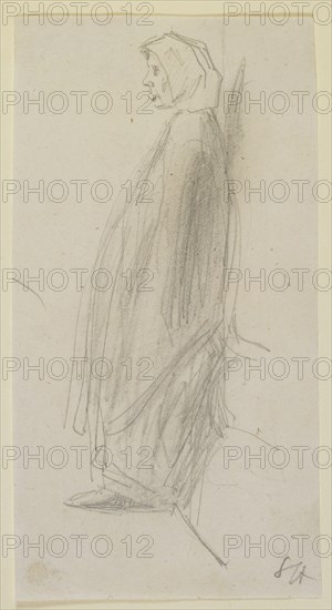 Profile sketch of an old woman standing, 1858. Creator: James Abbott McNeill Whistler.