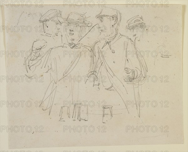 Group of four men, 1858. Creator: James Abbott McNeill Whistler.