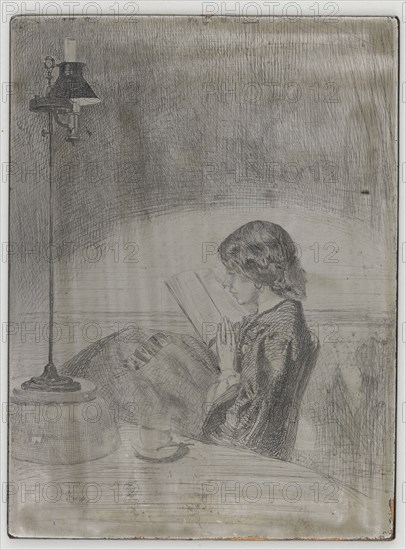 Reading by Lamplight, 1858. Creator: James Abbott McNeill Whistler.