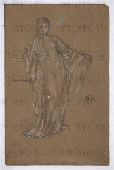 Draped Figure at a Railing, 1868-1870. Creator: James Abbott McNeill Whistler.