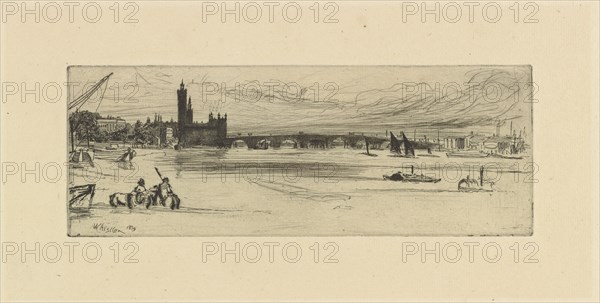 Old Westminster Bridge, 1859. Creator: James Abbott McNeill Whistler.