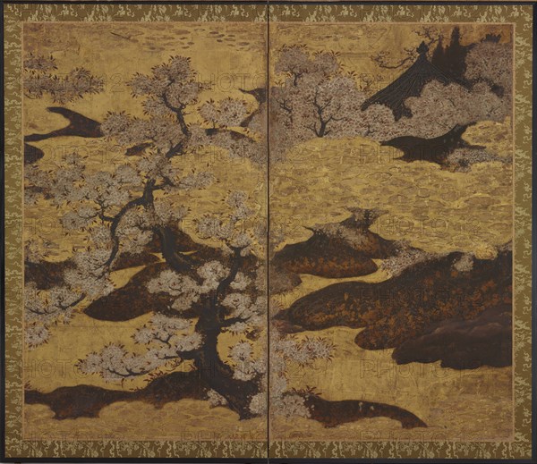 Blossoming cherry trees, Edo period, ca.1580-1635. Creator: Kano Sanraku.