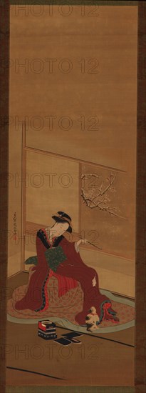 Interior: a girl and a kitten, Edo period, late 18th century. Creator: Katsukawa Shuncho.