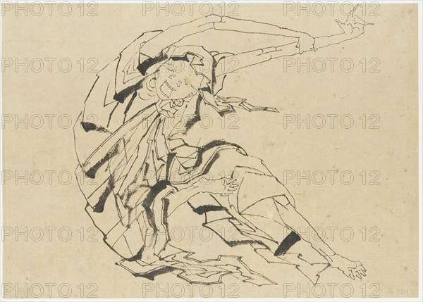 Long-armed man stretching, Edo period, 19th century. Creator: Hokusai.