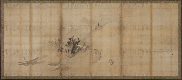 Landscape: hills and buildings, Muromachi period, mid-late 16th century. Creator: Sesson Shukei.