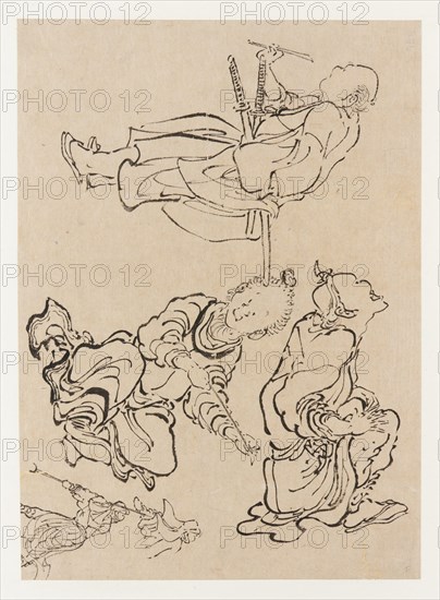 Miscellaneous figures, late 18th-early 19th century. Creator: Hokusai.