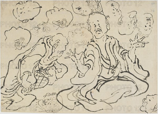 Various Faces, Edo period, ca. 1830. Creator: Hokusai.