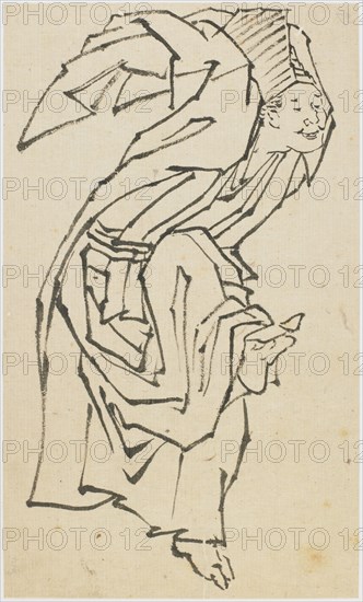 A Sambaso Dancer, late 18th-early 19th century. Creator: Hokusai.