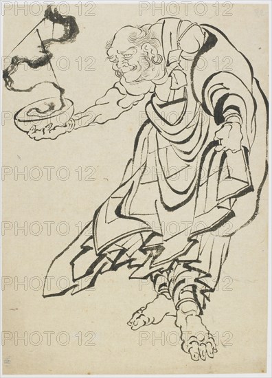 Buddhist figure, late 18th-early 19th century. Creator: Hokusai.