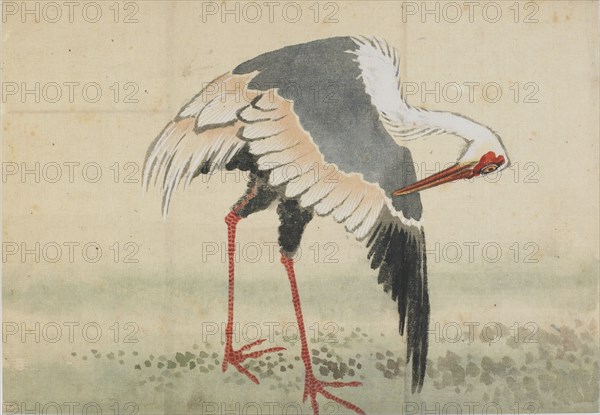 Crane, Edo period, late 18th-early 19th century. Creator: Hokusai.