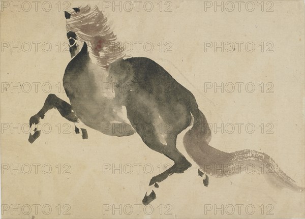 A running horse, late 18th-early 19th century. Creator: Hokusai.