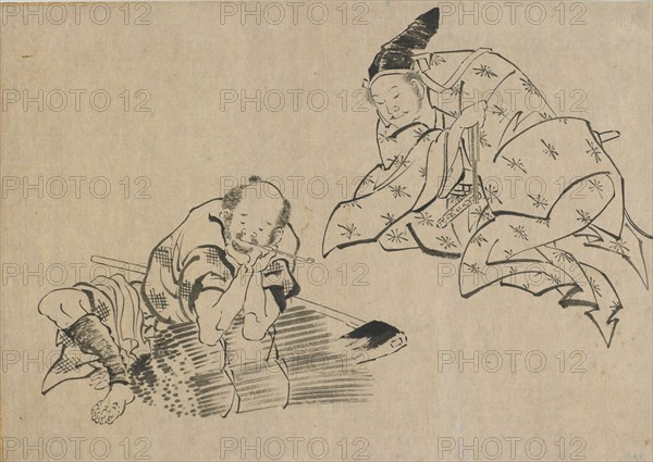 Peasant and noble, late 18th-early 19th century. Creator: Hokusai.