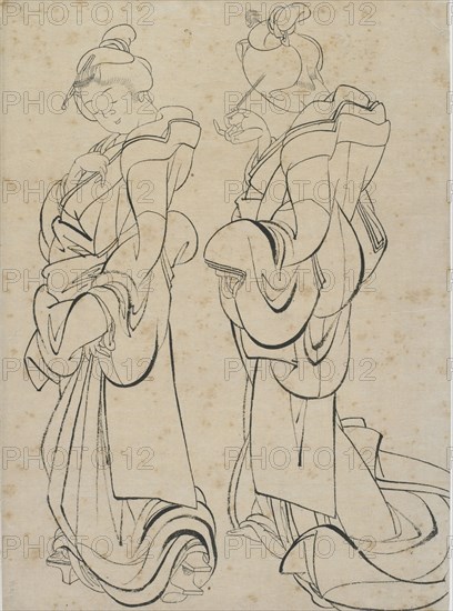 Two women, late 18th-early 19th century. Creator: Hokusai.