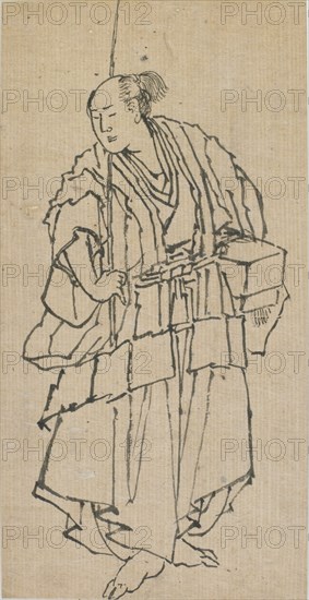 Standing figure of a man, late 18th-early 19th century. Creator: Hokusai.