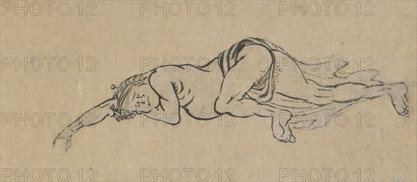 Sleeping Man, late 18th-early 19th century. Creator: Hokusai.