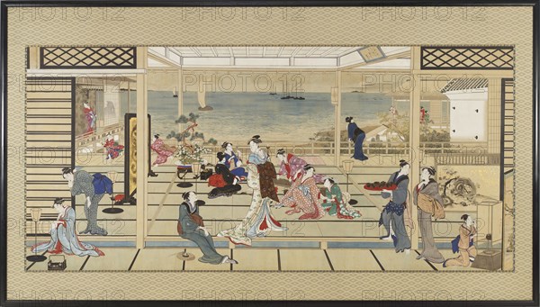 Moonlight Revelry at Dozo Sagami, Edo period, late 18th- early 19th century. Creator: Kitagawa Utamaro.