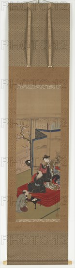 A courtesan helping a man to dress, Edo period, mid 18th-early 19th century. Creator: Kitao Shigemasa.
