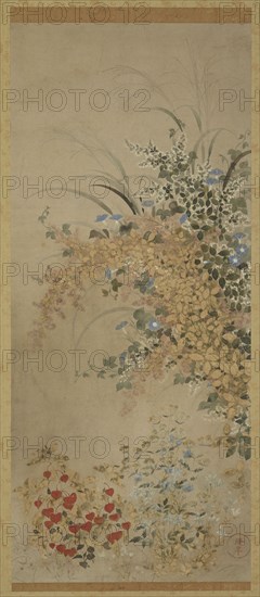 Flowers and grasses, Edo period, 1600-1630. Creator: Master of I-nen Seal.