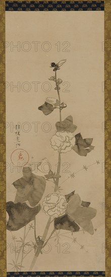 Hollyhocks, Edo period, late 17th-early 18th century. Creator: Ogata Korin.