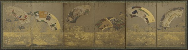 Six fan papers: miscellaneous subjects, Momoyama or Edo period, 1590-1640. Creator: Sôtatsu.