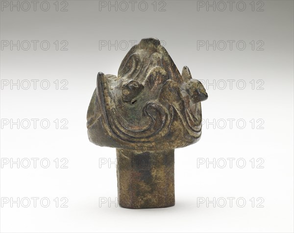 Finial with hills and animals (boshan), Han dynasty, 206 BCE-220 CE. Creator: Unknown.