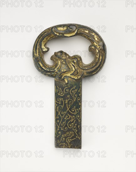 Sword hilt with ring pommel in the form of a dragon, Han dynasty, 206 BCE-220 CE. Creator: Unknown.
