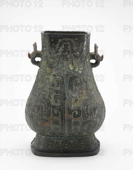Ritual wine container (hu) with masks, Middle Western Zhou dynasty, ca. late10th-early 9th century B Creator: Unknown.
