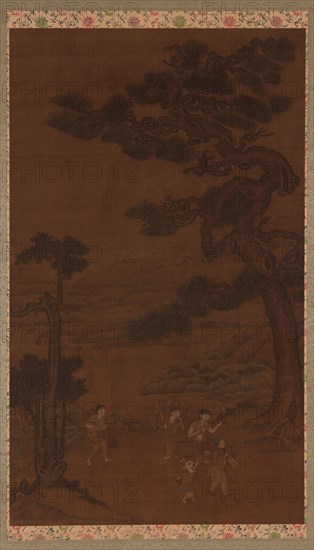 Landscape: handicraftsmen under a great pine tree, Ming dynasty, 16th-17th century. Creator: Unknown.