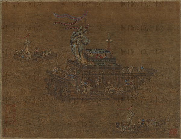 A royal barge at sea, Ming or Qing dynasty, 16th-17th century. Creator: Unknown.