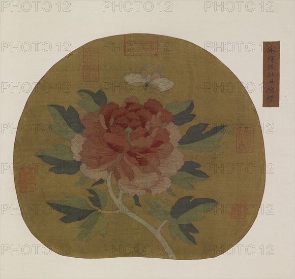 Tapestry: a peony and butterfly, Possibly Ming dynasty, 1368-1644. Creator: Unknown.