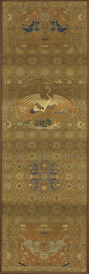 Brocade, silk. Oblong panel; chair cover, Qing dynasty, 18th century. Creator: Unknown.