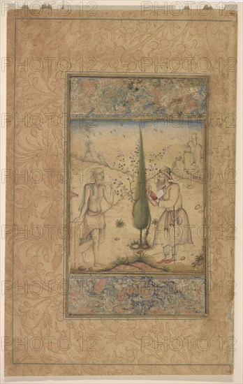 A pilgrim and an ascetic in conversation, Mughal dynasty, ca. 1600. Creator: Unknown.
