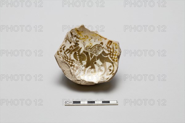 Fragmentary base of a bowl with image of a camel, early 13th century. Creator: Unknown.