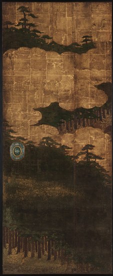 Pine trees, water and clouds, Edo period, 17th century. Creator: Unknown.