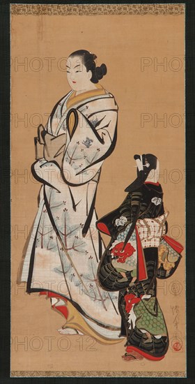 Yujo and a girl (kamuro), Edo period, 1615-1868. Creator: Unknown.