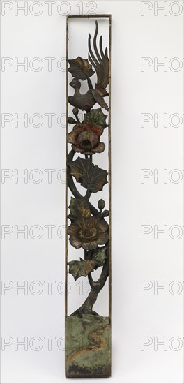 Carved openwork panel with hibiscus and long-tailed bird, Edo period, 18th-19th century. Creator: Unknown.