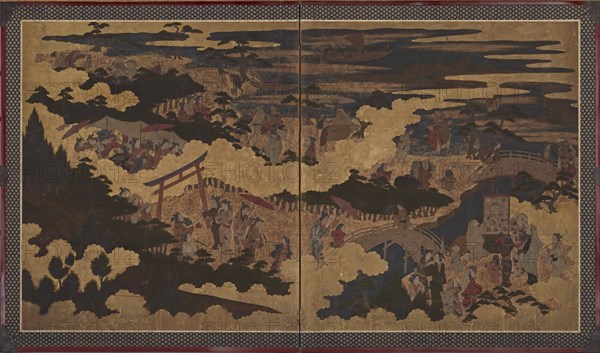 A festival at the Sumiyoshi Shrine, Edo period, early 17th century. Creator: Unknown.