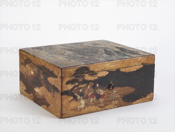 A makimono box decorated with scenes from the Genji romance, Momoyama period, 16th century. Creator: Unknown.