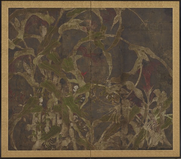 Coxcombs, maize and morning glories, Momoyama period, 1568-1615. Creator: Unknown.