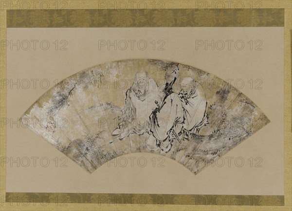 Sakyamuni, Confucius and Lao-tzu under a pine, Muromachi period, 1392-1568. Creator: Unknown.