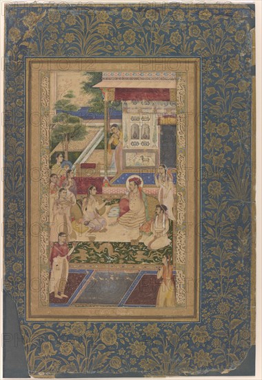 Jahangir and Prince Khurram Entertained by Nur Jahan, Mughal dynasty, ca. 1640-50. Creator: Unknown.