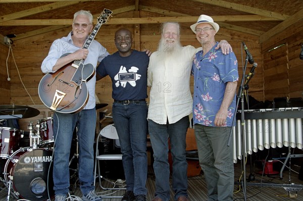 Roger Beaujolais Quartet, Jim Mullen, Winston Clifford, Roger Beaujolais, Simon Thorpe, Kent, 2021. Creator: Brian O'Connor.