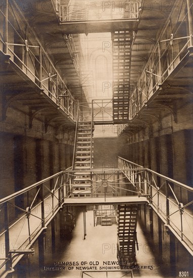 Glimpses of Old Newgate - Interior of Newgate showing the Galleries, c1900.  Creator: Rotophot.