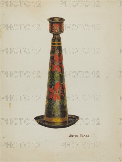 Toleware Candlestick, 1935/1942. Creator: John Hall.