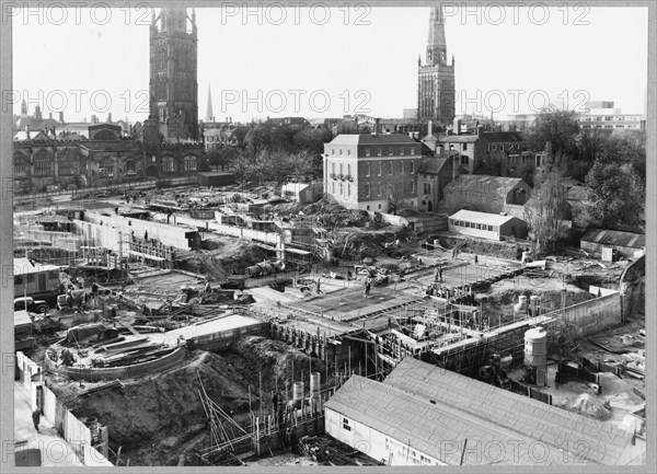 Coventry Cathedral, Priory Street, Coventry, 10/11/1955. Creator: John Laing plc.