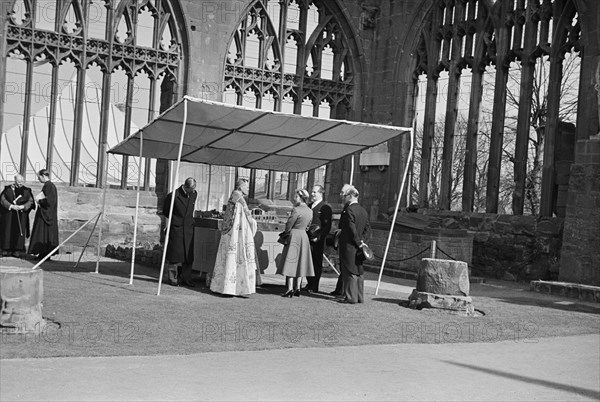 Ruined Cathedral Church of St Michael, Bailey Lane, Coventry, 23/03/1956. Creator: John Laing plc.