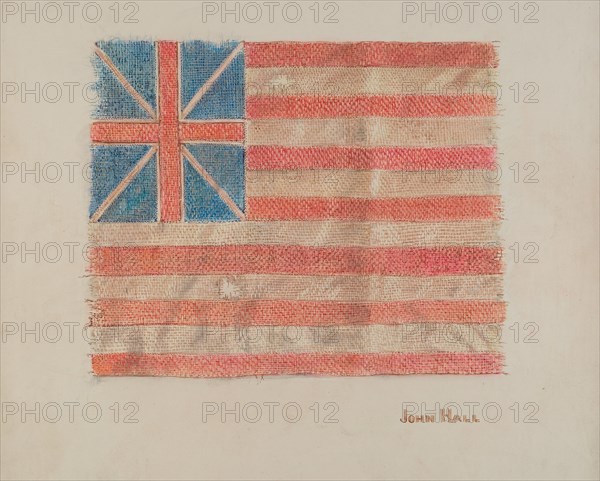 Miniature Revolutionary Flag, c. 1940. Creator: John Hall.
