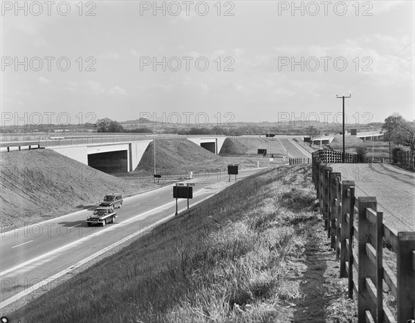 M6 Motorway, Junction 14, M6, Creswell, Stafford, Staffordshire, 13/06/1963. Creator: John Laing plc.